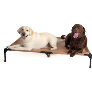 K&H Outdoor Elevated Dog Bed - Cooling Raised Dog Bed for Extra-Large & Giant Pets, Breathable Mesh Hammock Design, Indoor/Outdoor Washable Cover, Portable Metal Frame, Tan, Jumbo 56x38in