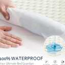 Waterproof Mattress Protector with 18" Deep Pocket, 3D Waffle Bed Cover, Soft OCS and Oeko Certified Organic Cotton Blend, Moisture-Wicking, Noiseless (White, Queen)