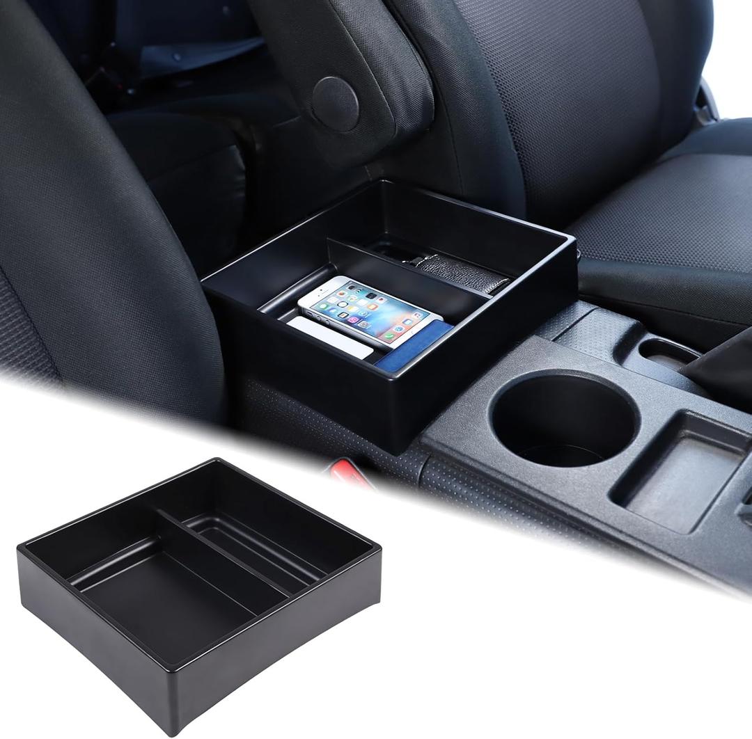 Aunginsy Black Toyota FJ Cruiser Armrest Storage Box Compatible 2007-2024 Center Console Organizer Tray Accessory Container Insert Interior Accessories