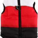 Quilted Striped Color Block Puffer Vest Coat for Small Pets Dogs and Cats (M, Red Black & White)