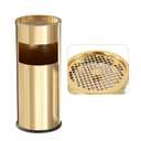 Trash Can Outdoor Waste Container Round Stainless Steel Trash Can with Removable Inner Bucket for Disposal Commercial Waste Container 9.8 x 24-Gold Tone