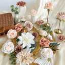 Artificial Flowers Combo Box Set Terracotta Silk Roses Dahlia with Stems DIY Bridal Wedding Bouquets Cake Gold Boho Nude Beige Fake Floral Arrangements Baby Shower Party Table Centerpieces Home Decor