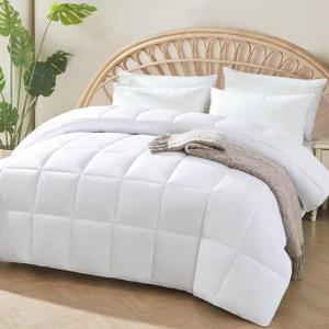 STWIENER 100% Viscose Made from Bamboo Comforter for Hot Sleepers- Breathable Cooling Silky Soft Duvet Insert Queen Size-with 8 Corner Tabs- All Season Comforter (88x88 Inches, White)