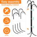 4 Way Scroll Basket Hanger Plant Hook, Black Shepherds Hook for Outdoor Heavy Duty, Garden Hanging Plant Stand for Hanging Baskets for Outdoor & Indoor Use, 72 Inch