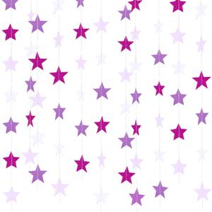 Patelai Glitter Star Garland Banner 2026 Party Decor 130 Feet Star Hanging Banner Twinkle Backdrop for Graduation Birthday Classroom Wedding Supplies(Purple,White)