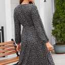 OUGES Womens 2023 Fall Long Sleeve Maternity Dress for Baby Shower Photoshoot V Neck High Waist Midi Dress with Pockets (L)