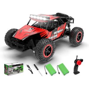 RACENT Remote Control Cars for Boys - 1:16 Scale 20kph Fast RC Truck All Terrain Off-Road Monster Truck Toy for Kids & Adults with 2 Rechargeable Batteries (Red)