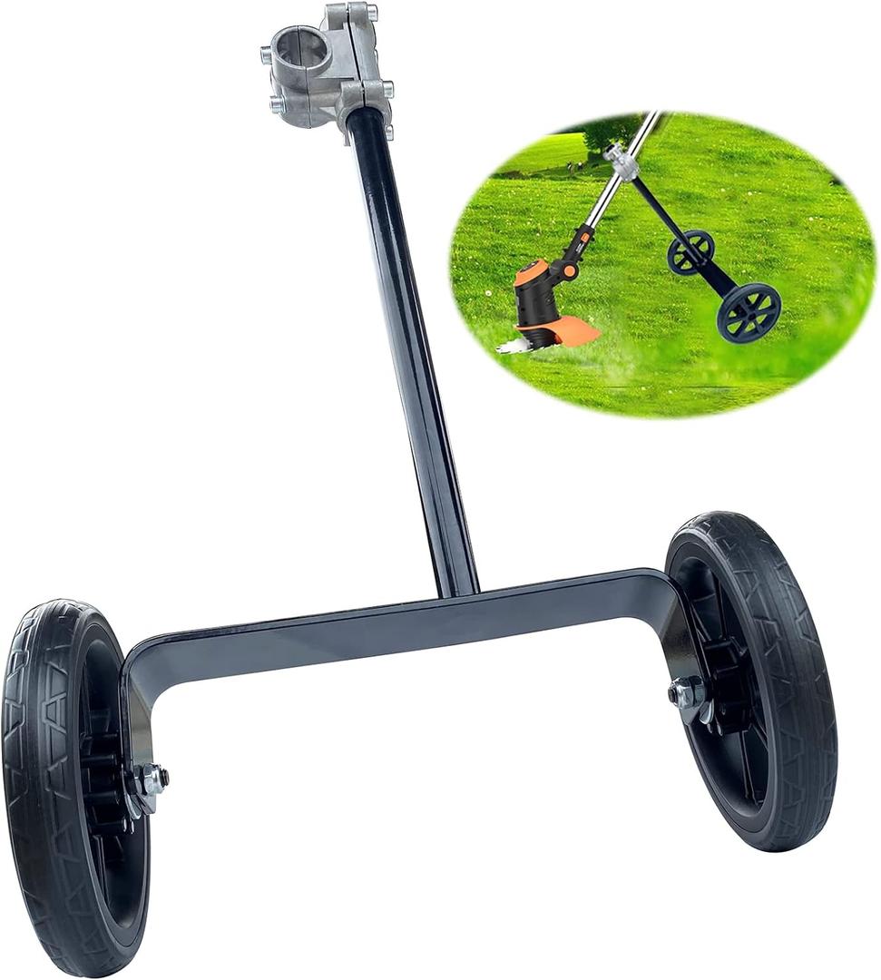 19.48" Adjustable Height String Trimmer Support Wheel with 26mm Handle Clamp, 6" Wheels Walk Behind String Trimmer Auxiliary Attachment for Easy Push Weed Trimmer Grass Cutter