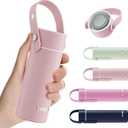 Exllena Upgraded Mini Insulated Water Bottle 6.8oz/200ml with Adjustable Silicone Handle Small Flask for Hot & Cold Drinks, Leakproof, Ideal for Purse, Lunchbox... (Blush Pink)