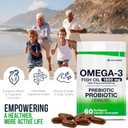 Omega-3 Fish Oil with Prebiotics & Probiotics – 1800mg EPA & DHA Supplement for Heart, Brain, and Gut Health – 20 Billion CFU, Inulin Fiber, Burpless Lemon-Flavored Softgels