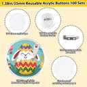 Happizza 100pcs Acrylic Clear Button Pins,1.38 Inch Custom Buttons Pin Badges, DIY Blank Pins,Round Photo Buttons Personalized Button Making kit for Craft
