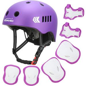 KAMUGO Kids Bike Helmet Set, Toddler Helmet for Ages 2-8 Boys Girls with Sports Protective Gear Set Knee Elbow Wrist Pads for Skateboard Cycling Scooter Rollerblading