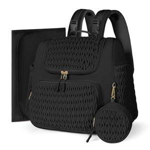 Geestock Diaper Bag Small Diaper Backpack Stylish Mini Maternity Backpacks Baby Bags for Baby Boy with Insulated Pockets, Changing Pad & Stroller Straps for Travel & Daily Outings, Black