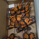 Ysleen 12 Set Monarch Butterfly Decoration Artificial Butterflies Feather Picks with Wire for Crafts Fake Floral Flower Bouquet Party Supplies Spring Summer Decor(4 x 3 Inch,Orange Color)