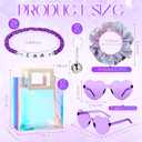 Geiserailie 72 Pcs/12 Set Party Favors Friendship Gifts Bead Bracelets Disco Ball Keychains Sunglasses Scrunchies Bags for Girls Women Popular Singer Fans Party Kpop Birthday Decorations (Purple)