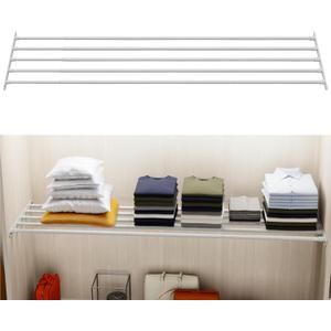 Expandable Closet Shelf Wall-Mounted Metal Storage Rack Adjustable Closet Rod DIY Divider Separator Space Saving for Cabinet Wardrobe Cupboard Kitchen Pantry Cupboard, 45.8-56.5 Inches