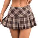 Milumia Women's Plaid Button Front Drop Waist Mini Pleated Skirts, Size Large