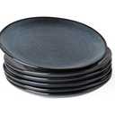 Famiware Moonlight Dinner Plates Set of 6, 10.5 Inch Plates Set, Serving Dish Sets for Kitchen, Stoneware Dinnerware, Plate for Housewarming, Wedding, Microwave and Dishwasher Safe, Dark Blue