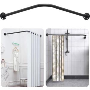 L Shaped Shower Curtain Rod,Adjustable Corner Shower Rod(23.6"-33.5"x23.6"-33.5"),90 Degree Wall Mounted Shower Curtain Rod for Bathroom,Bathtub,Clothing Store,Locker Rooms,Private Space,Need to Drill
