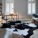 rugoo Black Faux Cowhide Rug 8.3 ft x 6.2 ft Cow Print Rug Faux Animal Skin Rug Faux Fur Rug for Living Room Bedroom Nursery (Black and White)