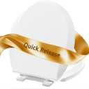 Round Toilet Seat with Quick Release + Soft Close, Easy Clean No Slam, PP Material Safe and White, 16.5 x 14.1 inches