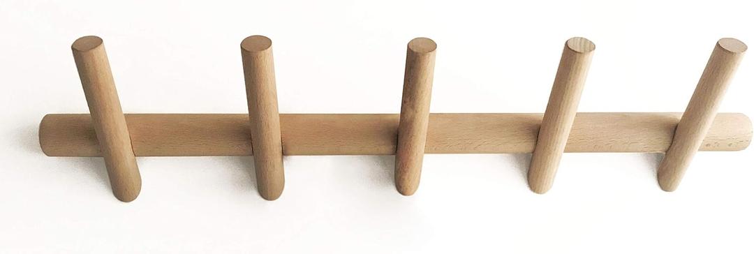 anaan Branch Floating Coat Rack 5 Wall Coat Hooks Wood Space Saving Clothes Hanger Rack Holders Wall Mounted Design Hanging Organiser for Coats Scarfs Purses 19.7 inch