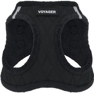 Best Pet Supplies - All Weather Mesh / Plush, Reflective, No Pull Harness for Small, Medium Dogs, Cats - Secure with Hook & Loop Fastener, Buckle, Double D-Rings - Black Plush, XL (XL (Chest: 20.5 - 23"))