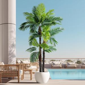 Erimda 8.2FT Artificial Phoenix Palm Tree Artificial Plants Indoor Outdoor Large Faux Coconut Silk Palm Tree Tropical Fake Tree Faux Sago Palm Plant for Modern Farmhouse Yard Outside Patio Poolside