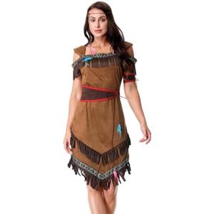 LMYOVE Women Native American Costume, Adult Native American Indian Princess Dress with Feather Headband, Halloween Thanksgiving Cosplay Dress up, Size: XL
