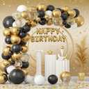 Black and Gold Balloons, Black Metallic Gold Star Latex Balloons 5 10 12 18 Inch For Birthday Party Decorations Retirement Bachelorette Back School Wedding Graduation Anniversary Decorations