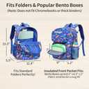 Kids Backpack for Boys Kindergarten - 15 Inch Lightweight School Bookbag fits Folder, Dinosaur Backpack for Kids 4-7 with Leakproof Insulated Pocket for Lunch and Snacks, Blue