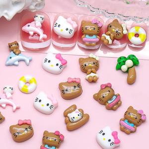 Kawaii Nail Charms - 3D Cute Cat Design Rhinestones for Nails DIY Nail Art Decoration 55Pcs(11Style)