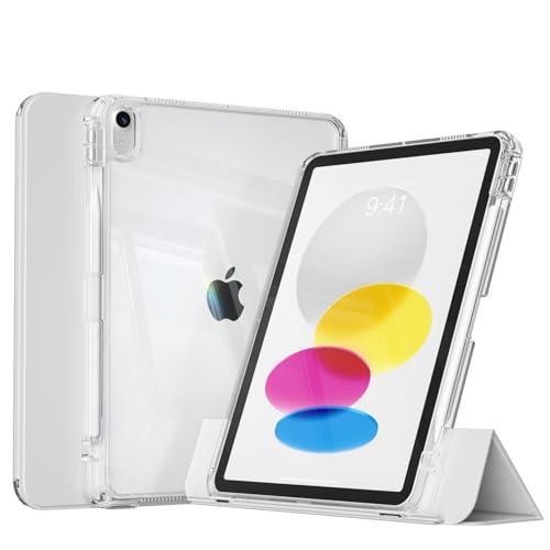 KenKe Case for iPad 11-Inch A16 11th Generation & iPad 10.9" 10th Generation(2025/2022) with Pencil Holder, Detachable 2 in 1 Sliding Removable Cover with Clear Hard Back, Auto Wake/Sleep, Gray
