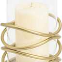 Hurricane Glass Pillar Candle Holder Craftsmanship with Removable Glass for Halloween, Christmas, Thanksgiving, New Year, Wedding Party Anniversary Home Decor (Gold)