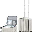 Hanke 16 Inch Underseat Carry On Luggage with Wheels,Small Hard Shell Suitcases for Weekender,Top Opening Lightweight Travel Luggage Suitcase for Womem Men,Ivory White.