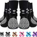 EXPAWLORER 6Pcs Anti Slip Dog Socks to Prevent Licking Paws, Dog Shoes for Winter, Double Sides Dog Boots & Paw Protectors Booties for Hardwood Floors with Grippers Small Medium Large Senior Dog, XS