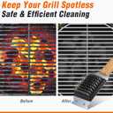 SIMPLETASTE Grill Brush and Scraper for BBQ, Durable & Effective, Replaceable Stainless Steel Head, Wooden Handle Wire Grill Brush for Outdoor Grill, Barbecue Accessories