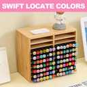 126 Bamboo Marker Organizer, Desktop Storage Hold 126 Markers, 18 Compartments Marker Storage for Home, Classroom, Office, Pen Pencil Holder Desk Art Supply Organizer