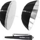 Godox UB-165S 65in 165cm Large Silver Reflective Umbrella Studio Soft Light 65" Large Deep Parabolic Umbrella with Withe Diffuser Cover for Photography Video Studio Shooting