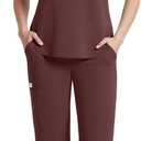 Dvoliaw Women Scrubs Set,Sleeveless Stand Collar Scrub Top,Straight Leg Scrub Pant,11-Pocket Medical Uniform,Yoga Waistband Medium