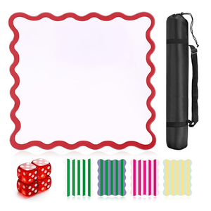 32.4in Scalloped Mahjong Mat，Anti Slip Noise Reduction Mahjong Accessoriemahjong Table Mat，Majiong Mat For Travel，Comes With 4 Dice And 1 Mahjong Mat Storage Bag,4 Mahjong Shuffle Cards (Red)
