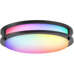 CLOUDY BAY 12 Inch LED Smart Flush Mount Ceiling Light,20W 2700K-6500K,4W RGB Color Compatible with Alexa and Google Home Assistant,Oil Rubbed Bronze