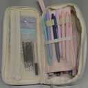 Four Candies 39 PCS Aesthetic School Supplies with Cute Pen Case, 12 Pastel Highlighters, 5 Black Ink Gel Pens, 6 Mechanical Pencils Set for Students Stationary College Essentials (Pink)