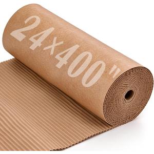 Corrugated Cardboard Roll, 24 x 400 Inches Single Face Brown cardboard Roll