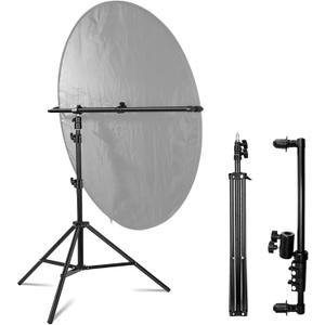 Extendable Reflector Holder Arm with 78.7"/2m Tripod Light Stand, Photo Telescopic 25.5" to 47.2" Boom Arm 360 Swivel Reflector Bracket for Product Portrait Studio Outdoor Photography