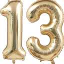 Champagne Gold 13 Balloon Number,40 Inch Light Gold 13 Balloons Big Foil Mylar Helium Number 13 Balloon for Birthday Party Anniversary Decorations