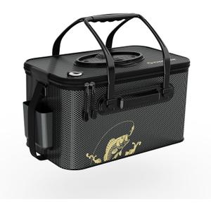 Fishing Bucket Foldable, 8GallonLive Fish Container Multi-Functional Live Fish Bait Bucket,for Fishing, Camping, Moving