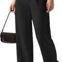 Women's Wide Leg Work Dress Pants High Waisted Casual Slacks Business Office Pants with Pockets 29"/31" (3X-Large, Black)