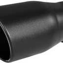 TriTrust Exhaust Tip, 2-2.75 inch inlet adjustable, Fit 2''/2.25''/2.5''/2.75'' Outer diameter Tailpipe, 4''Outlet 7.5''Long Muffler Tip, Black Powder Coated Stainless Steel Tail Tip