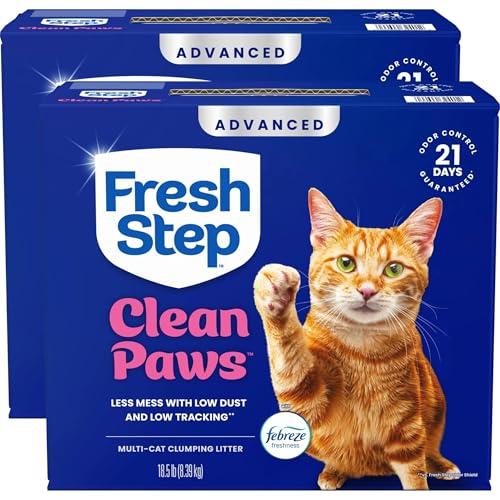Fresh Step Clean Paws Advanced Multi Cat Clumping Litter with Febreze Freshness, 18.5 lb Each, Pack of 2